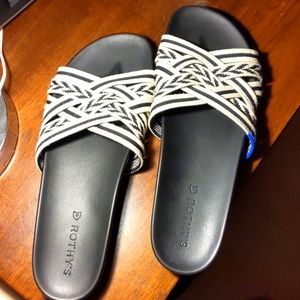 Rothy’s | Black and Tan Hemp Slides size 10.5